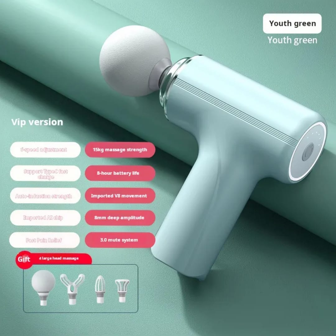 Handheld Massage Gun, Deep Tissue Massage Gun, 4 Head 6 Speed Muscle Massager, Portable Electric Massager