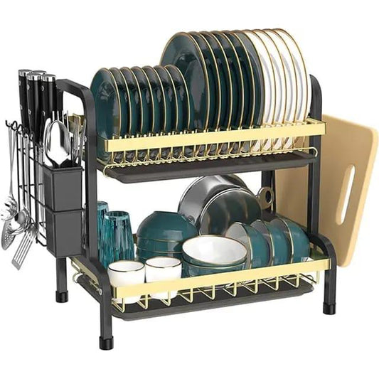 2-Tier Dish Drying Rack | Rust-Proof, Compact & Large Capacity