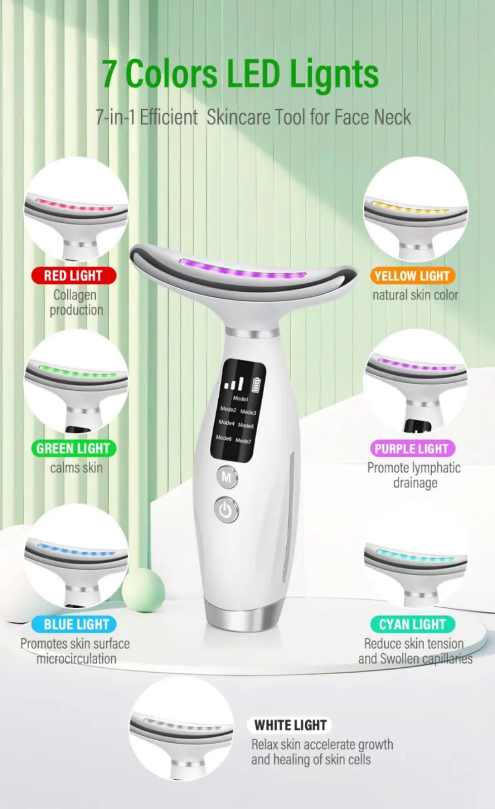HY69 GlowLift™ Neck Beauty Device – 7-Color LED Skin Rejuvenation