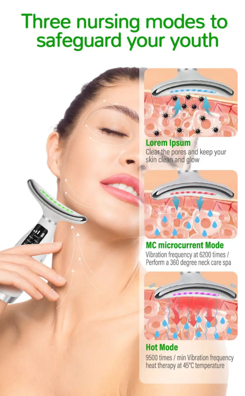 HY69 GlowLift™ Neck Beauty Device – 7-Color LED Skin Rejuvenation